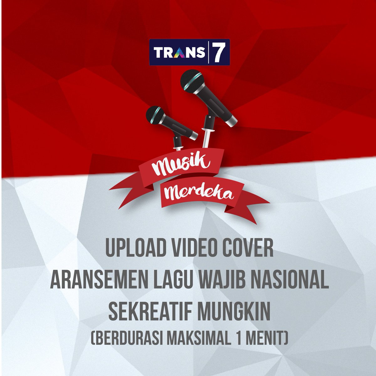 TRANS7's tweet photo. Ikuti cover song #MusikMerdekaT7 di Instagram & dapatkan total hadiah Rp 5.000.000,-. Info: https://t.co/RWdd7a6gMa https://t.co/xkBr6P5dRE
