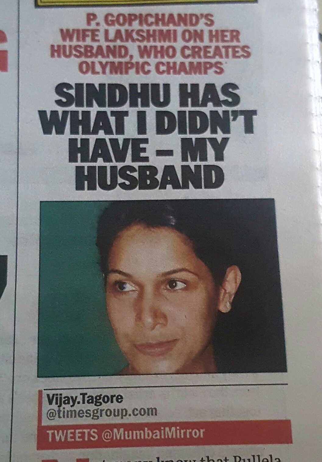 "P.V. Sindhu has what I didn't have--My Husband" Cqbu8ppUkAERY_t