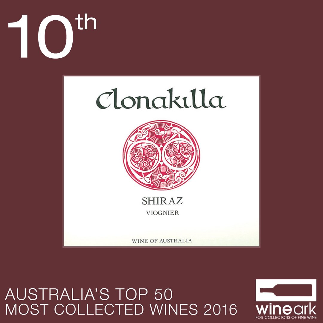 wineark's tweet photo. TOP 10 TIME - Wine #10; @clonakilla Shiraz Viognier, Canberra District. Was #11, up 1 spot. #AMCW16 #mostcollected https://t.co/dHK4ydRymX