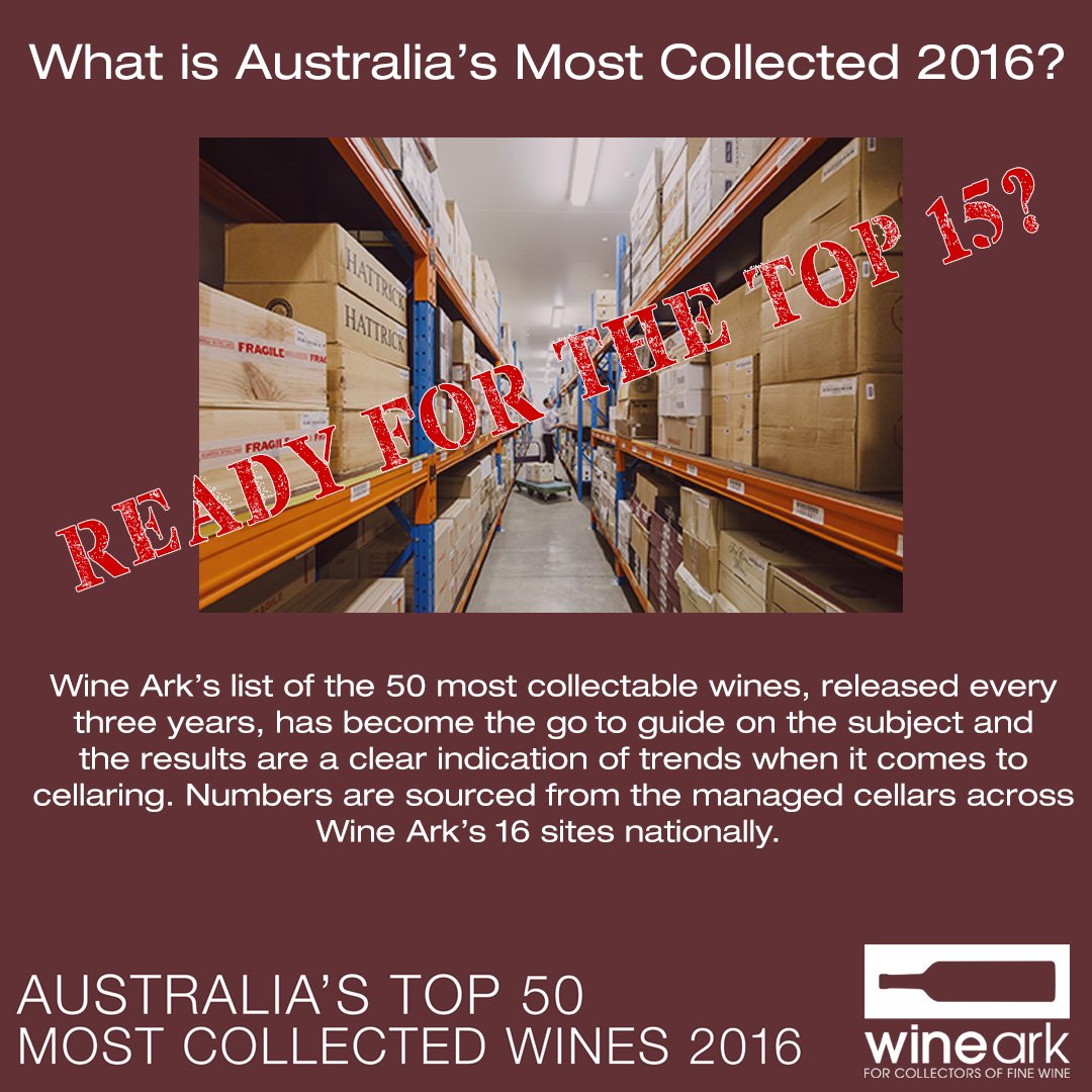 wineark's tweet photo. Whats Australia's Most Collected Wines 2016? Top 15 to soon count down. Has there been a shakeup at the top? #amcw16 https://t.co/2lxQfOUHF9