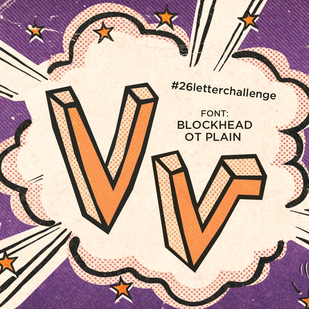 MondragonDesign's tweet photo. My 'V' submission to the @TypeEd #26letterchallenge. 'Blockhead OT Plain' https://t.co/fa8rG3IVtl