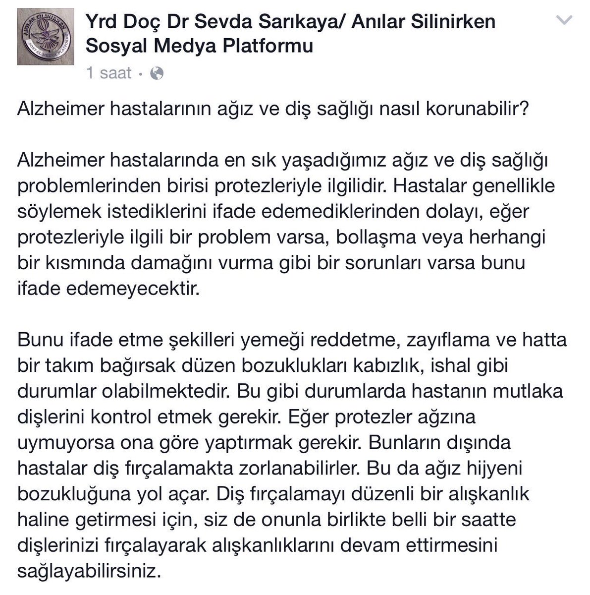 #alzheimer hastalarında ağız ve diş sağlığı çok önemlidir... #alzheimerfarkındalık #alzheimeripuçları #dementiatips
