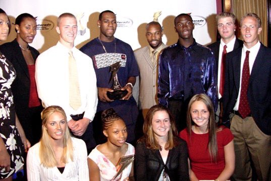HeatherOReilly's tweet photo. Classic throwback right here!  Gatorade HS POY Class of '03 @allysonfelix @KingJames @Candace_Parker (@EBrall w pic) https://t.co/3wxWUcGS27