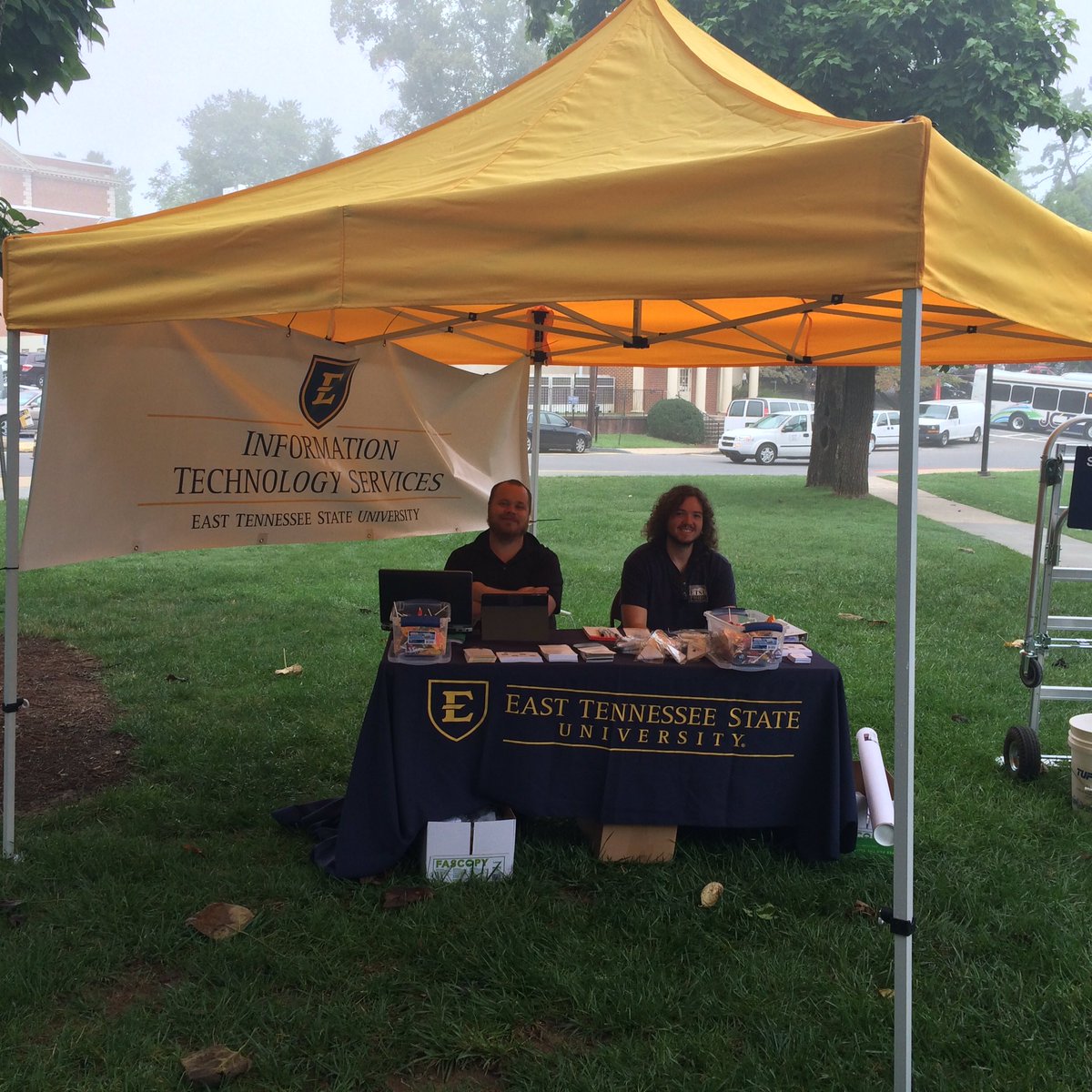 etsu's tweet photo. ITS has a booth at Borchuck, in front of @SherrodLibrary, to answer any password/email questions! #ETSUFirstDay https://t.co/Kom4FIzIhx
