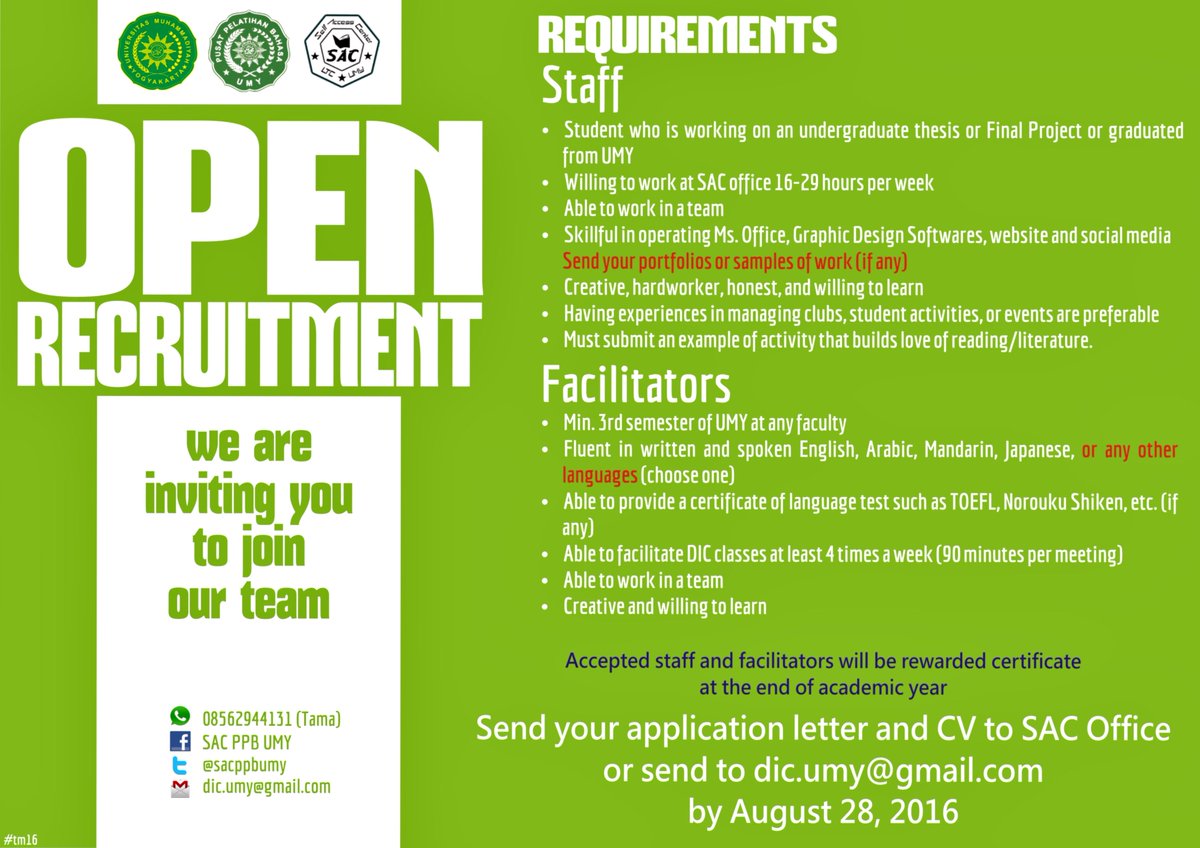 We're opening a recruitment! <a href="/UMYogya/">UMY</a> <a href="/prancis_umy/">Warung Prancis UMY</a> @anakUMY <a href="/MahasiswaUMY_/">Mahasiswa UMY</a> <a href="/HIMIEumy/">Ilmu Ekonomi FEB UMY</a> @HIMAFEUMY <a href="/UMYhimakagi/">HIMAKAGI UMY</a>
