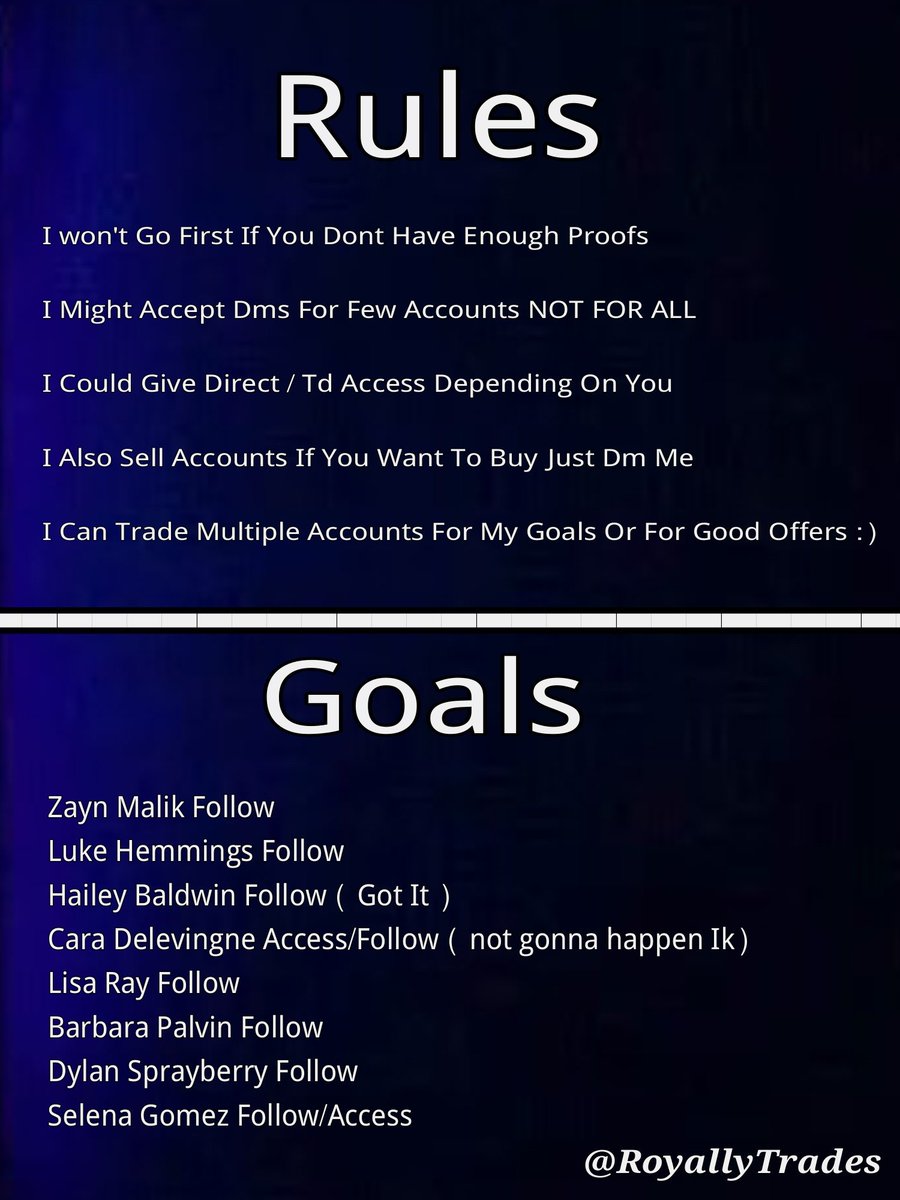 RoyallyTrades's tweet photo. Accounts Up For Trade /Sell HMU 

;solo dm trading ultra acc access celeb follow dob td harry dylan sponsor rare ffs https://t.co/zYTnxbypKR