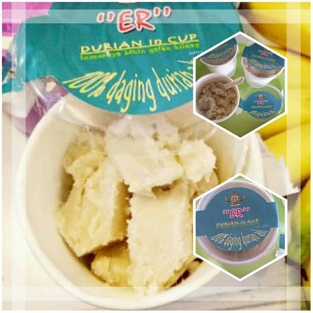 Durian in cup 100% daging durian. Rp.15.000