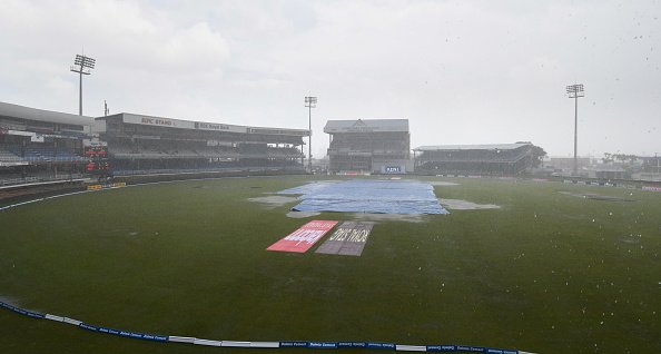 ICC's tweet photo. A draw is agreed with play abandoned on the final day of the final #WIvInd Test. India win the series 2-0 https://t.co/4kp21fpbxX