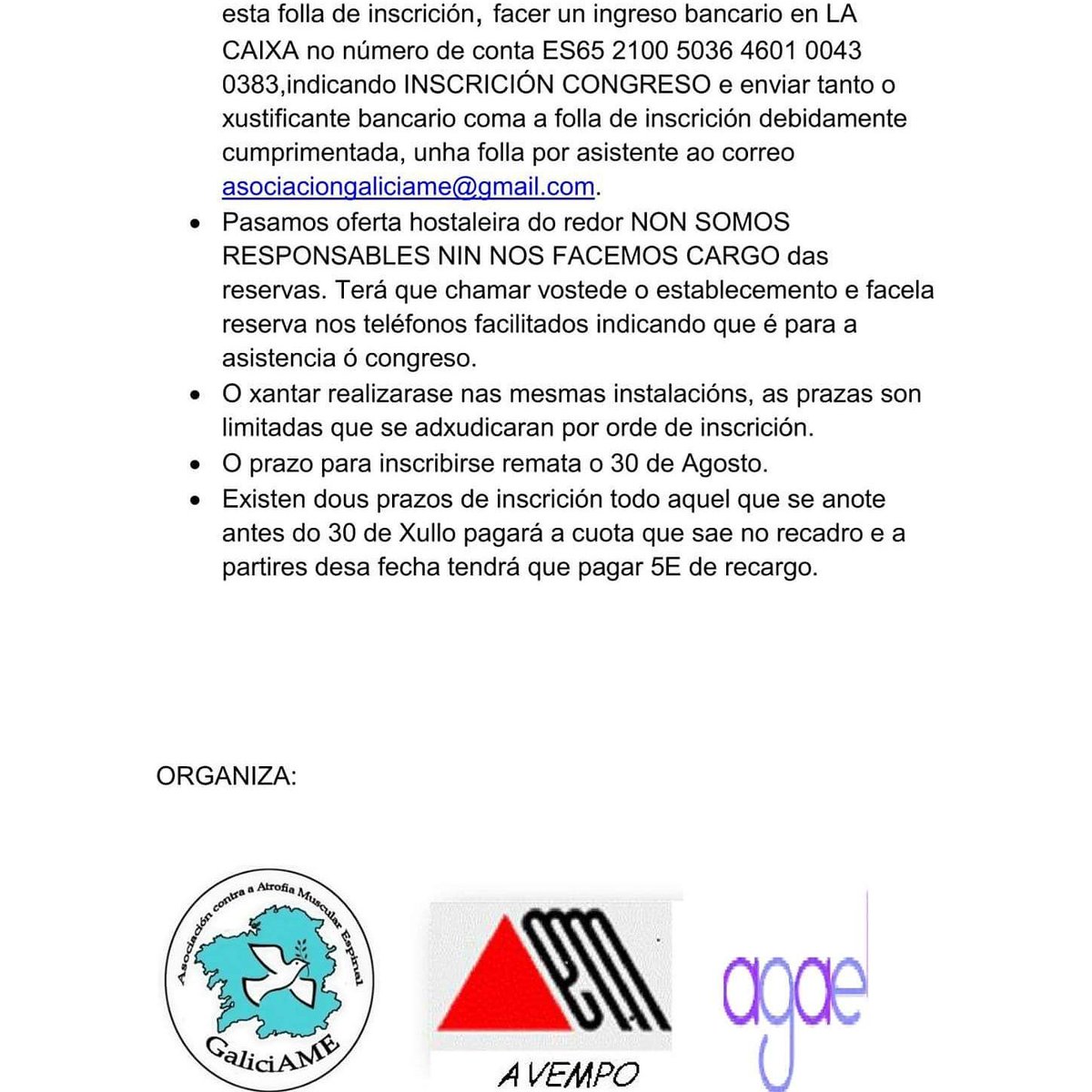 I CONGRESO DE AME ELA Y ESCLEROSIS MÚLTIPLE LOS DÍAS 2 Y 3 DE SEPTIEMBRE EN CAMBADOS EN EL SALÓN J.PEÑA