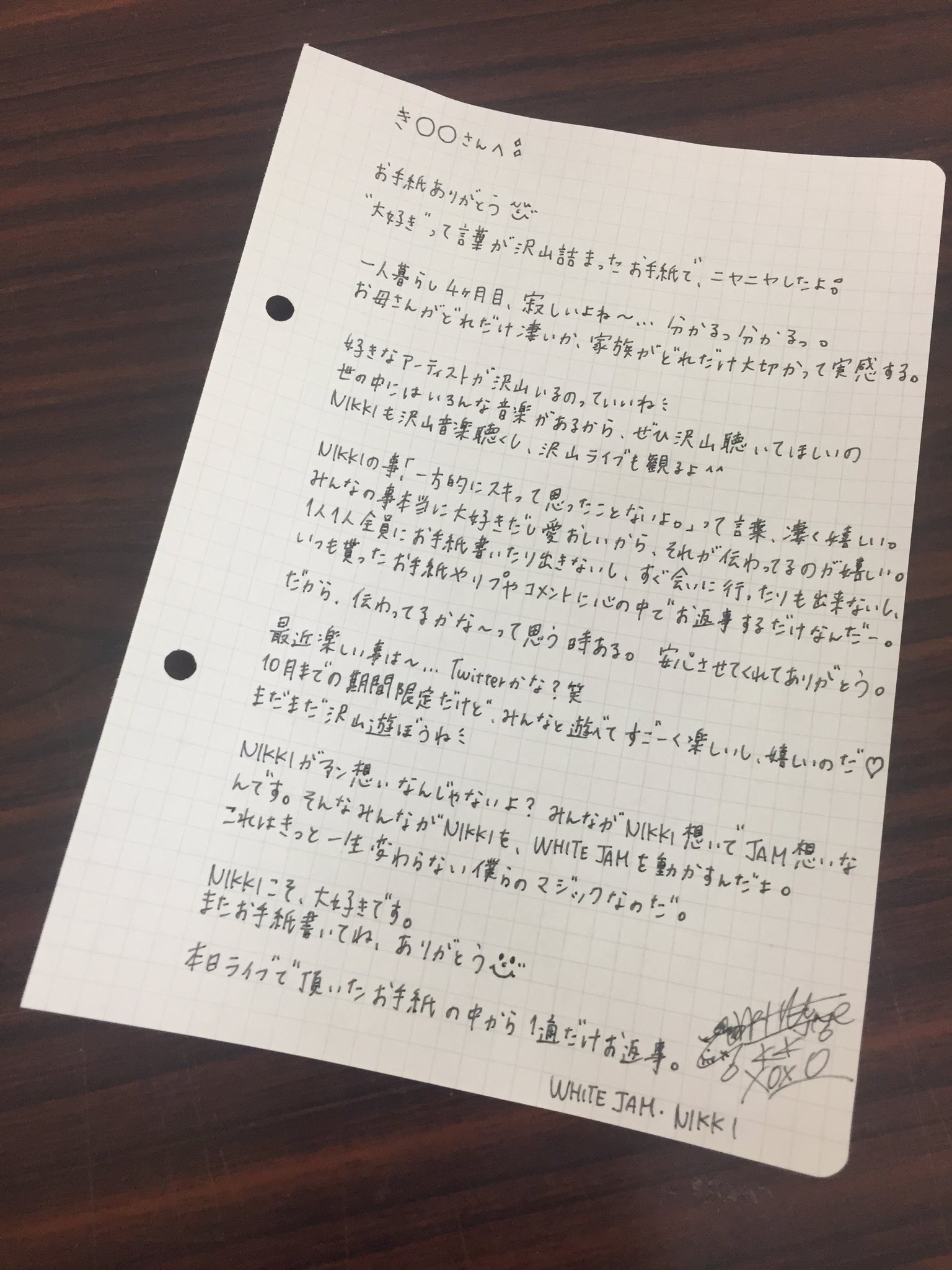 本日ライブで頂いたお手紙の中から1通だけお返事 Twitter Search Twitter