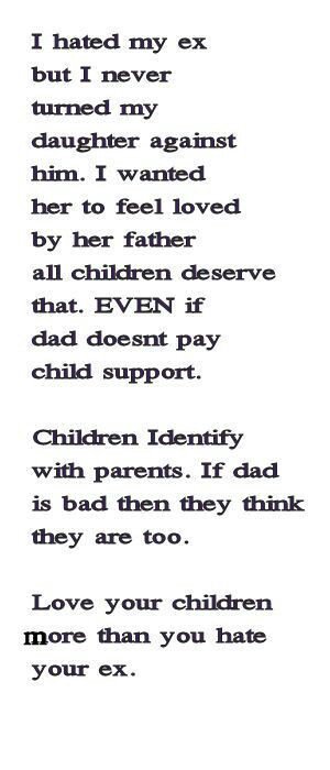 DivorceWarrior1's tweet image. Remember that a child is made from both parents, so when one parent is trashed, that part of the child is also