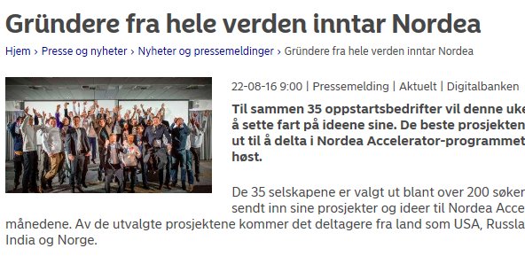 NordeaNorge's tweet photo. Pressemelding: Gründere fra hele verden inntar Nordea denne uken https://t.co/H4z8nHM2lm
#NordeaAccelerator https://t.co/bZFyYbVkpO