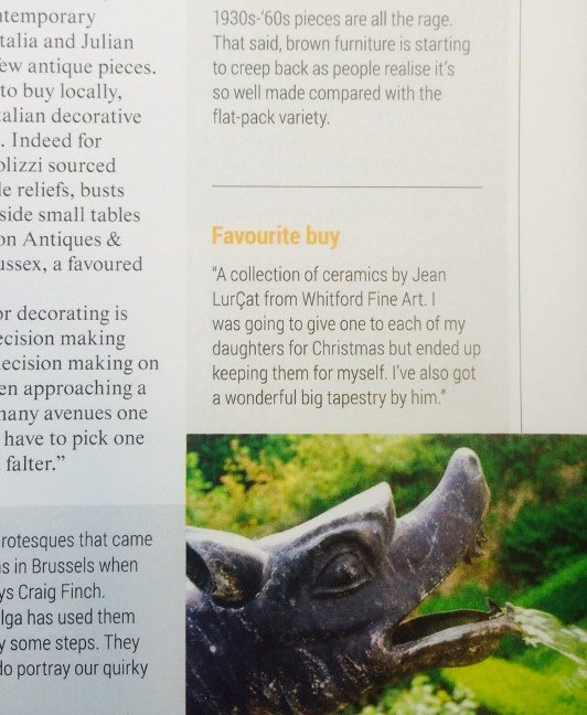 Olga Polizzi of <a href="/RF_Hotels/">Rocco Forte Hotels</a> bought her favorite ceramics from LAPADA member <a href="/WhitfordFineArt/">Whitford Fine Art</a> in latest <a href="/ATG_Editorial/">AntiquesTradeGazette</a>