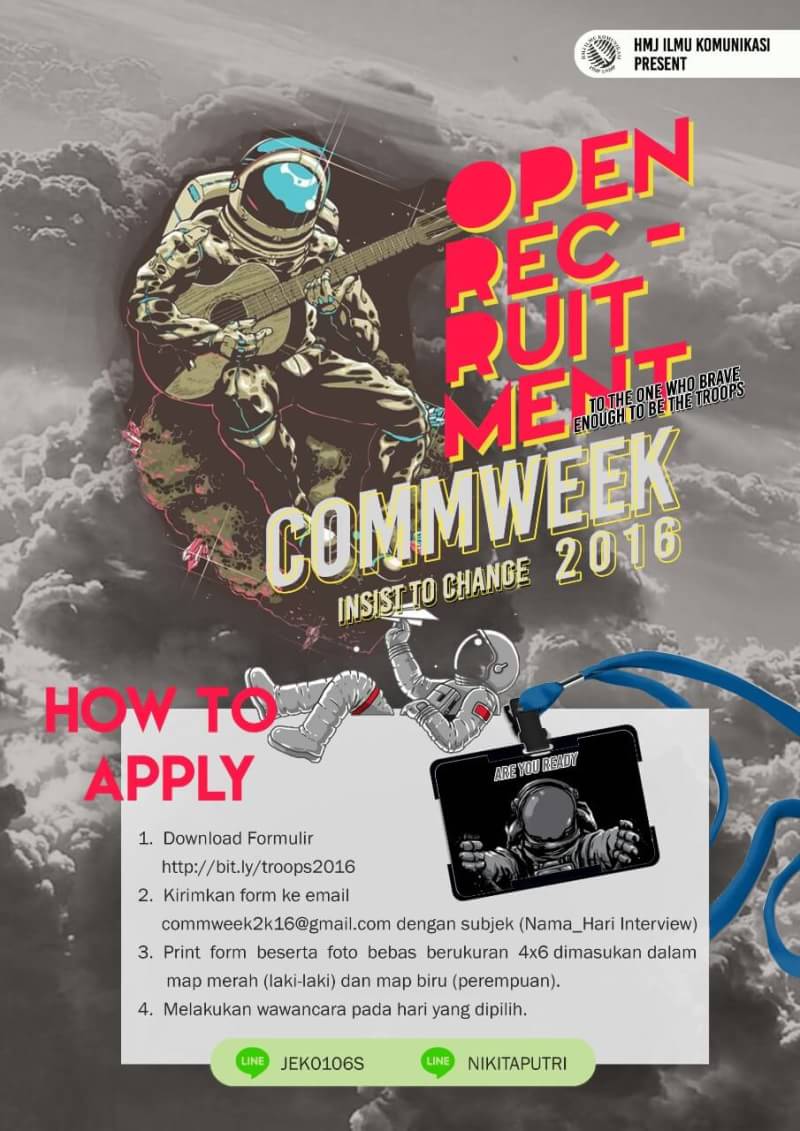 TO COMMS BATCH 2015 &amp; 2016: ARE YOU BRAVE ENOUGH TO BE THE TROOPS? Pendaftaran ditutup esok hari tgl 23 Aug 2016!