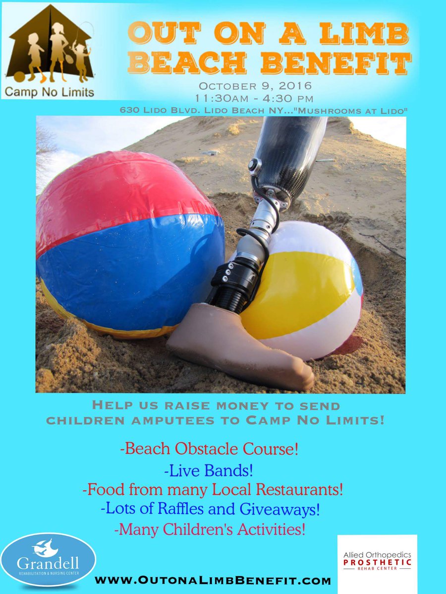 Support Camp No Limits Registering/Donating today!..Help send a child with limb loss to CNL. OutonaLimbBenefit.com