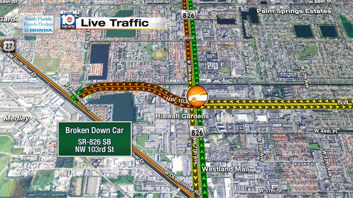 Broken Down Car on SR-826 SB at NW 103rd St #traffic #miami https://t.co/lvt0ucwN57