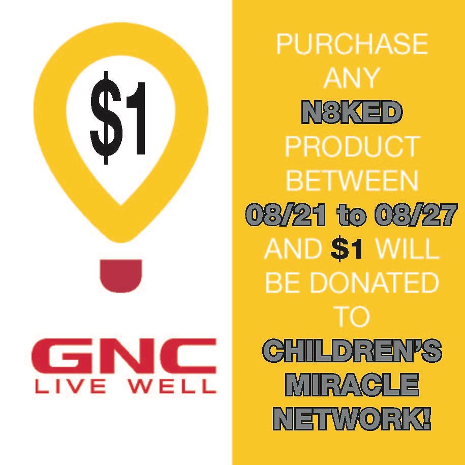 This week <a href="/GNCCanada/">GNC Canada</a> buy ANY N8ked Brands product - $1.00 of every purchase will be donated to Children in Need.