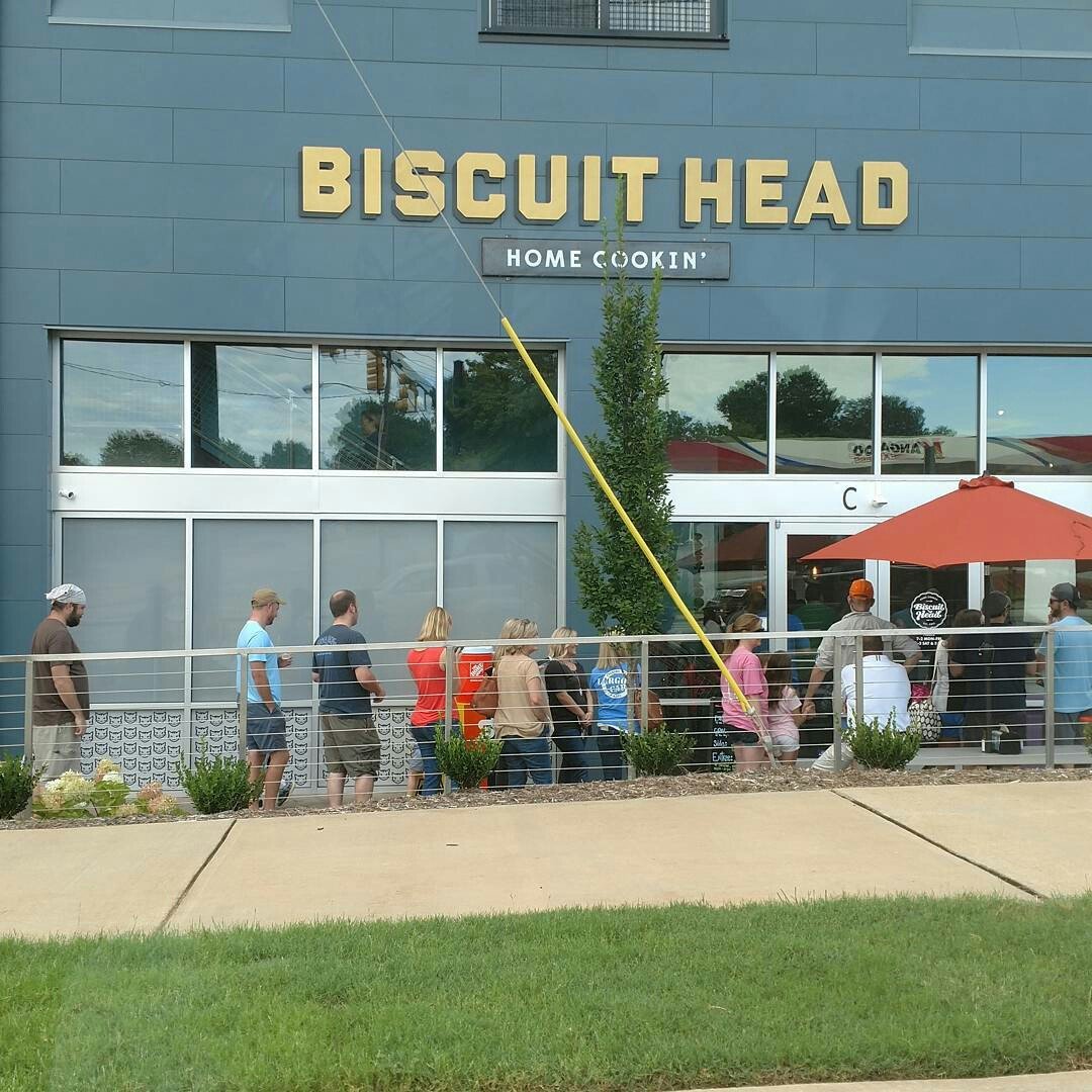 Always a line at open. <a href="/BiscuitHeadGVL/">Biscuit Head</a>  #yeahthatgreenville ta5.us/2bI3IdS
