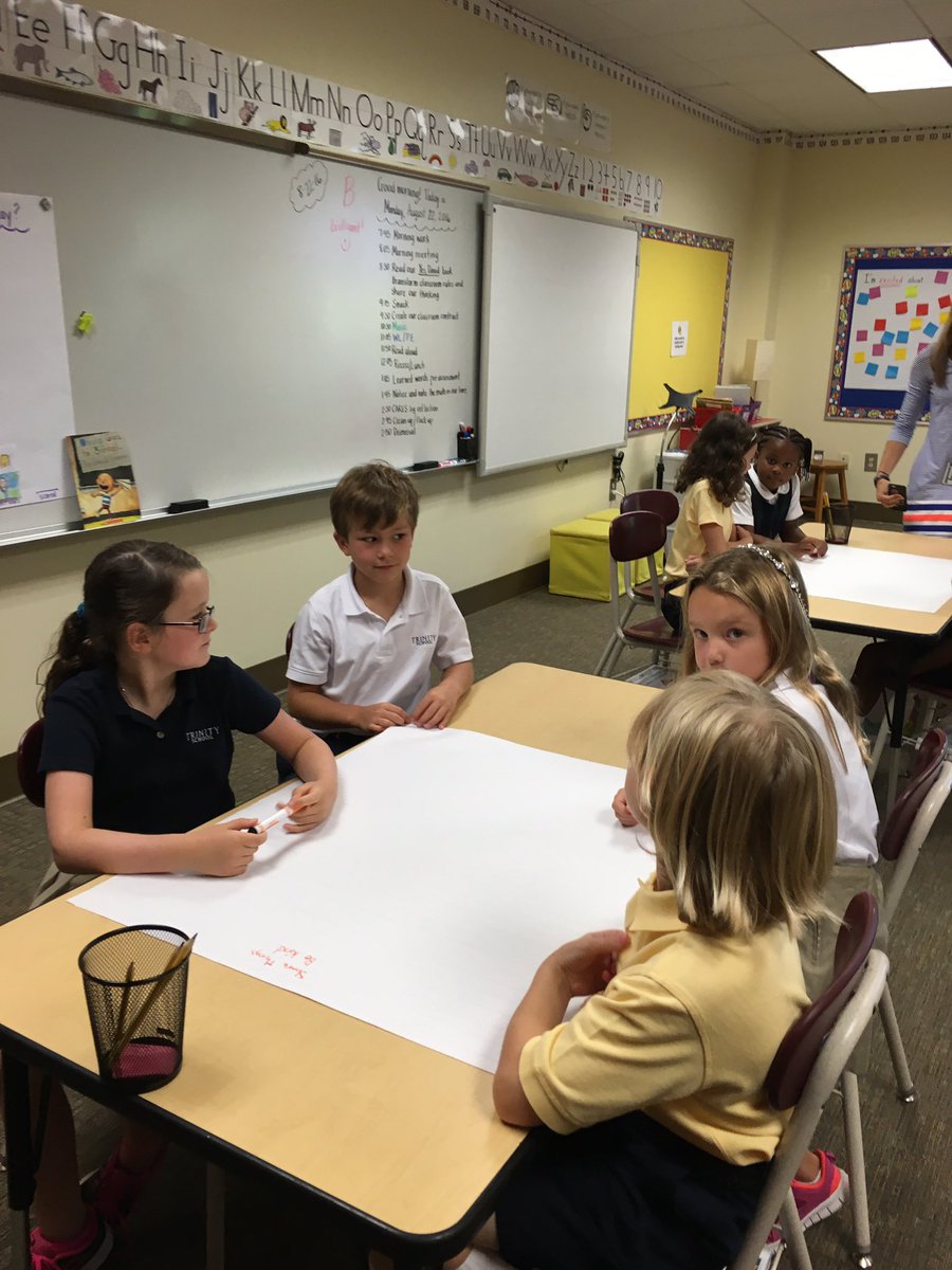 SecondSteinberg's tweet photo. Brainstorming classroom rules with our table groups. #teamwork #thinkandshare #TrinityLearns https://t.co/vw2VoEdtgQ