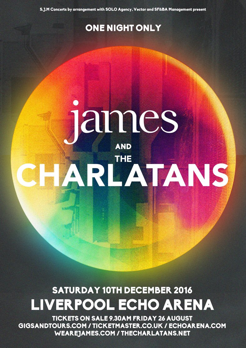 Tim_Burgess's tweet image. Retweet to win a pair of passes for our gig with James in Liverpool on December 10th. Winner picked 9am Friday