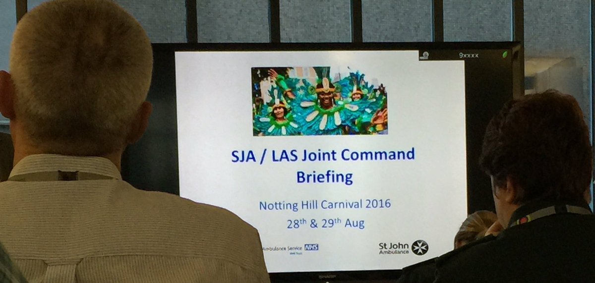 SJALondonRegion's tweet photo. Our #operationalcommanders r being briefed to prepare us 4 #NottingHillCarnival #jointworkings with @Ldn_Ambulance https://t.co/a1hOh8EVIU