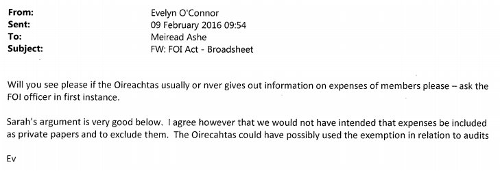 kenfoxe's tweet photo. It seems nobody in @IRLDeptPER agreed political expenses should have been classed as #privatepapers https://t.co/rZCp9waM8k