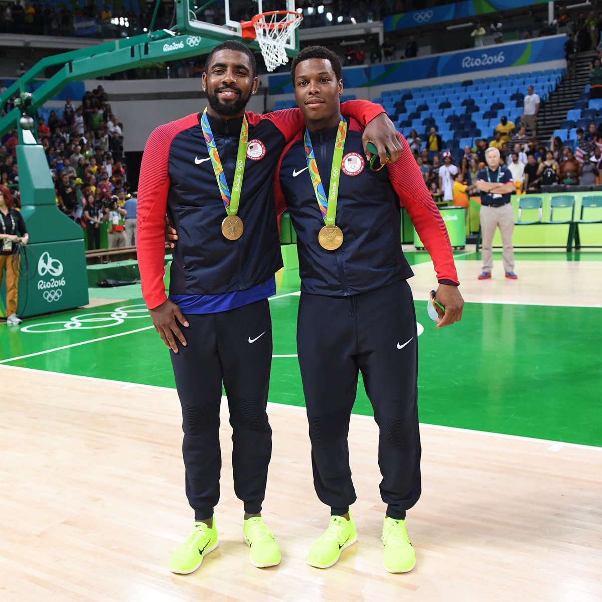 NBA's tweet image. The Generals... @Klow7 &amp;amp; @KyrieIrving! 🏅🏀🏅