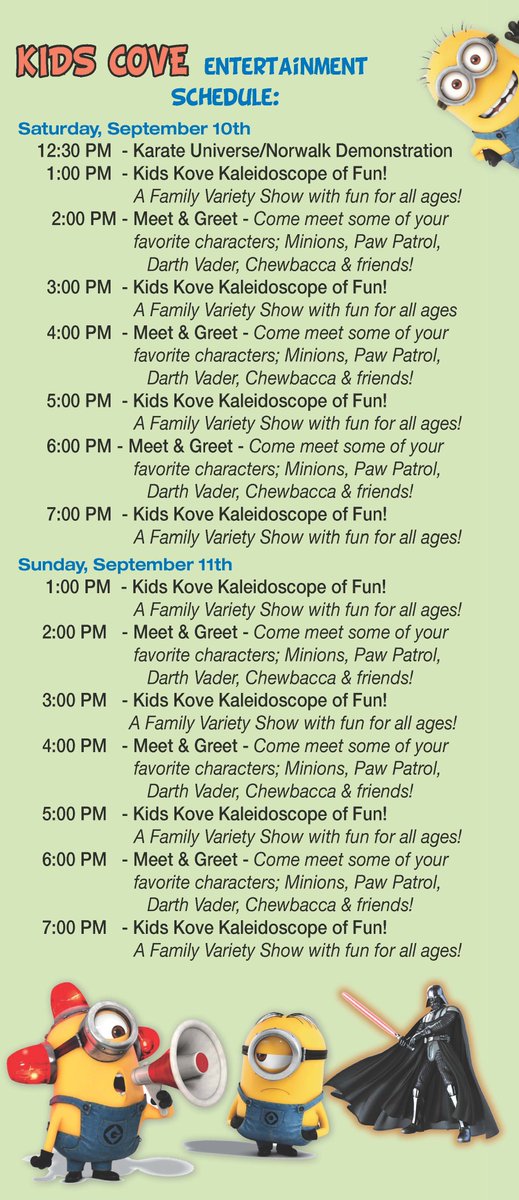 Norwalk Seaport Association Oyster Festival Kids Cove Entertainment Schedule bit.do/oysterfestct