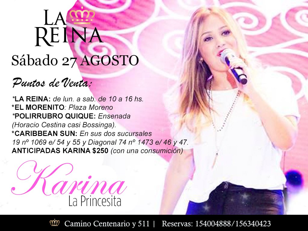 Sábado 27 de Agosto! <a href="/kari_prince/">KARI ♡</a>  en La Reina!