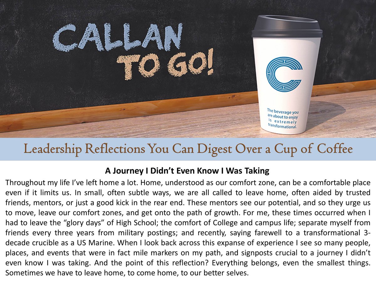 TheCallanCourse's tweet image. Today's #Leadership Reflection: A Journey I Didn't Even Know I Was Taking. For more, visit callancourse.com