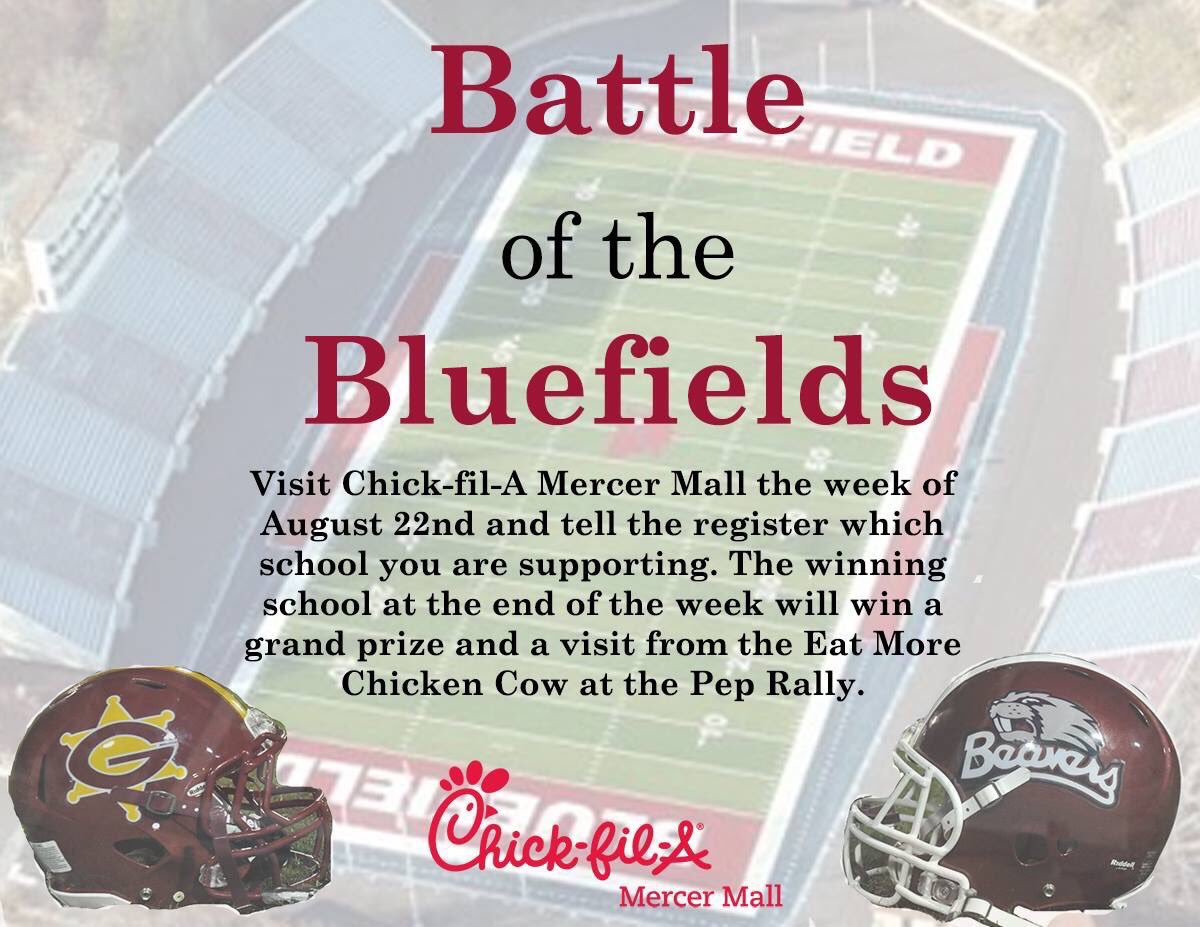 grahamgmen's tweet photo. Visit Chick-fil-A at Mercer Mall this week to support the G-Men! ❤️🏈💛#BattleoftheBluefields #chickfila https://t.co/IvqddpuTiR