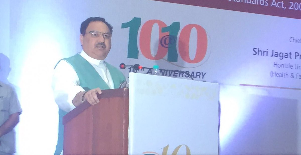 fssaiindia's tweet photo. Hon'ble Union Minister Shri @JPNadda delivering the closing comments at the #10yearsofFSSAct event. https://t.co/25T1nhPIll