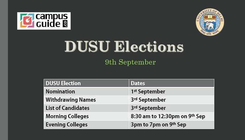 CampusGuideCo's tweet image. Delhi University Students Union #DUSUelections  would be on 9th September.  #Vote #CampusGuide