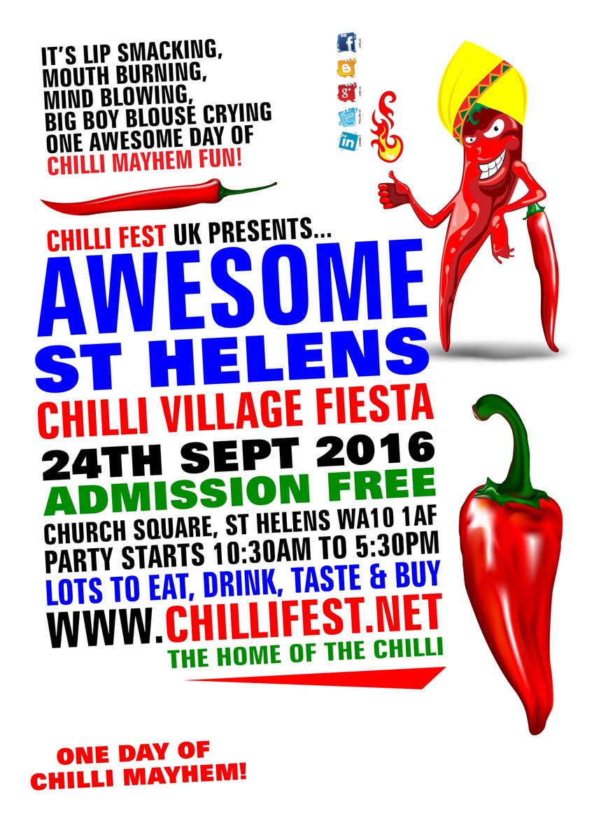chilli_festival's tweet photo. Just a quick reminder for #sthelens chilli fiesta 2016 @whatsonsthelens @sthelensreport @sthelenscouncil retweet https://t.co/Dwx2yskbll
