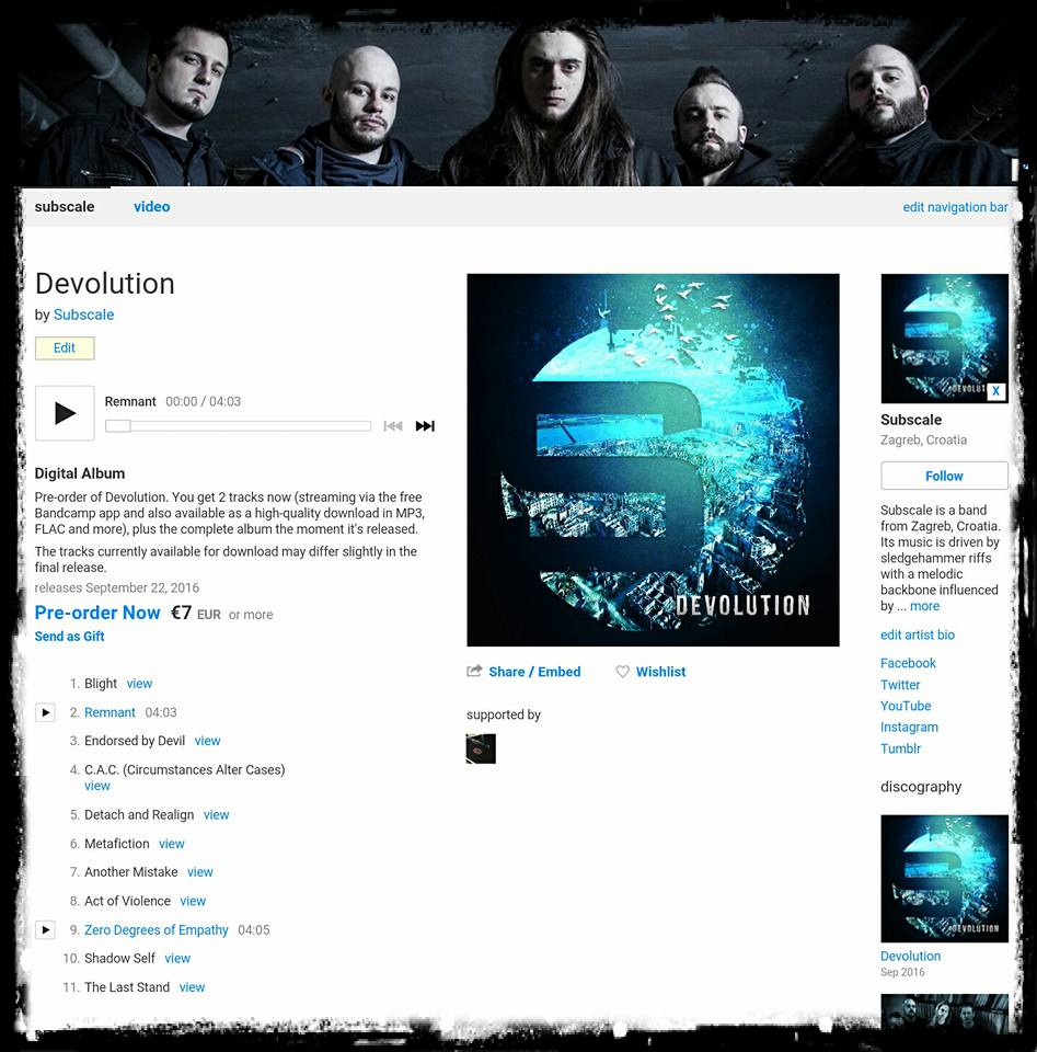 subscaleband's tweet image. Pre-orders are up - 7 euros for the whole album - get it now! 
subscale.bandcamp.com
#subscale #devolution