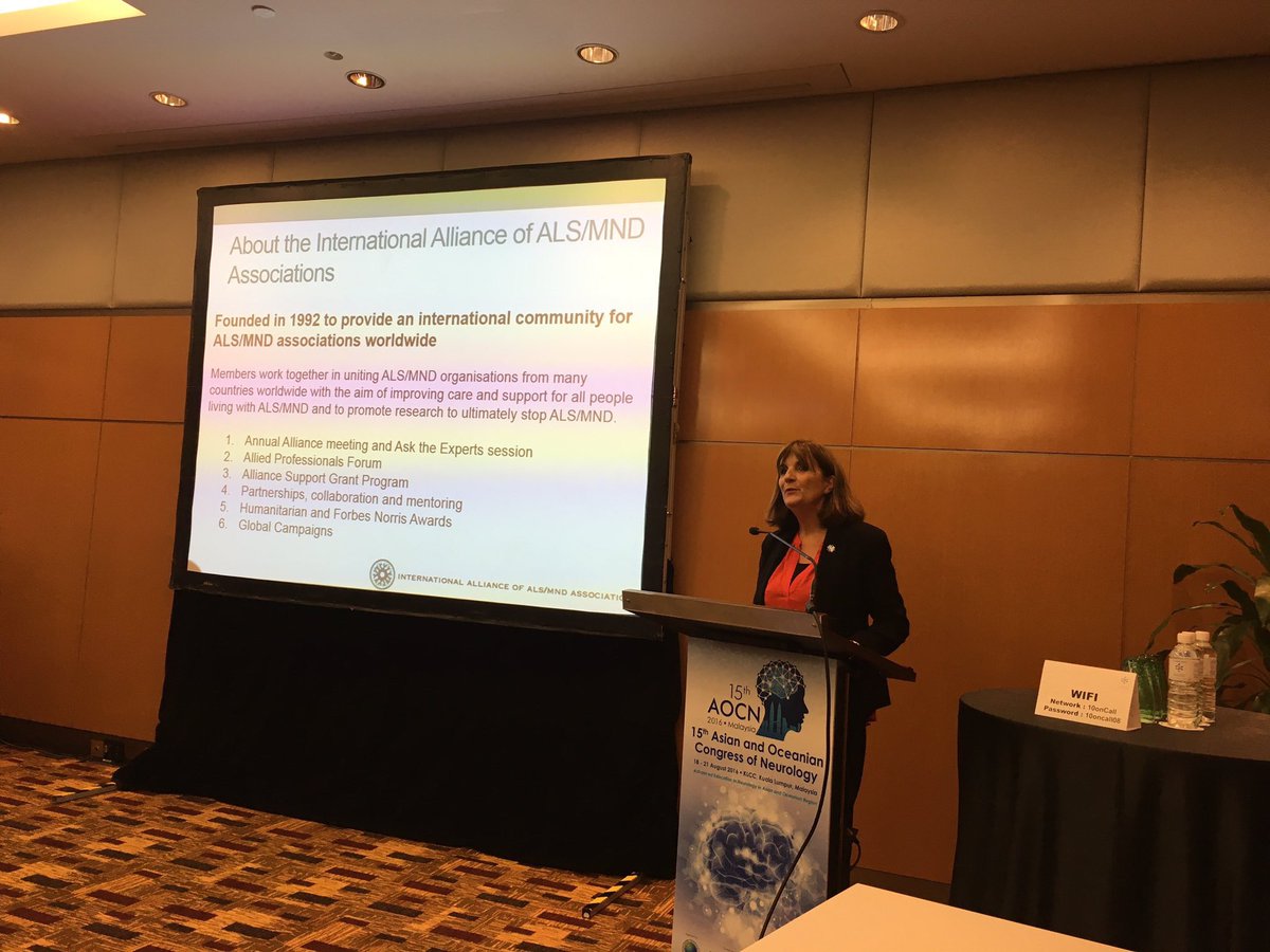 pactals's tweet photo. Great to have Carol Birks @ALSMNDAlliance @mndaustralia sharing the role of patient organisations at #PACTALS https://t.co/9u3VfVqDJW