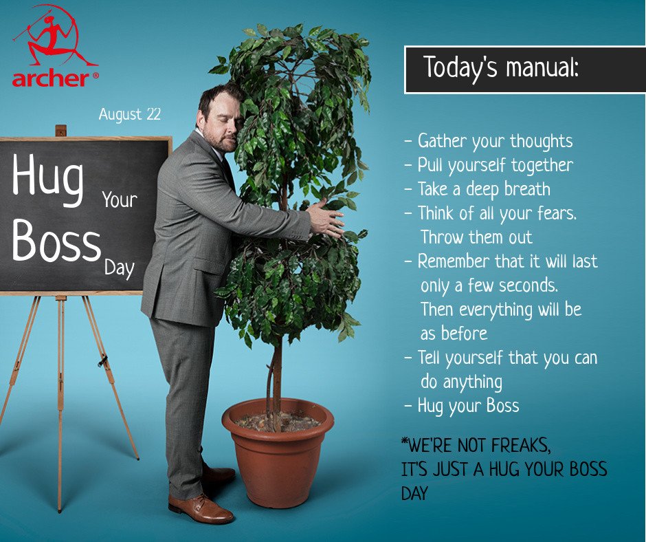 CprimeStudios's tweet photo. It's good to be the #Boss! Especially on #HugYourBossDay!
#ArcherSoftware offers you to hug your boss:) https://t.co/OKgph2Geor