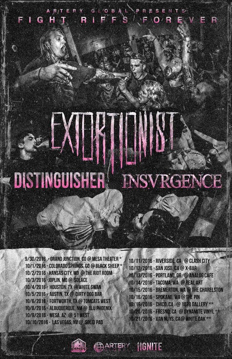PinUpArtistMgmt's tweet photo. Our boys in @EXTORTIONISTnw @Distinguisher_ and #insvrgence are going on tour. Make sure to catch them live. https://t.co/ti3JUyfGLZ