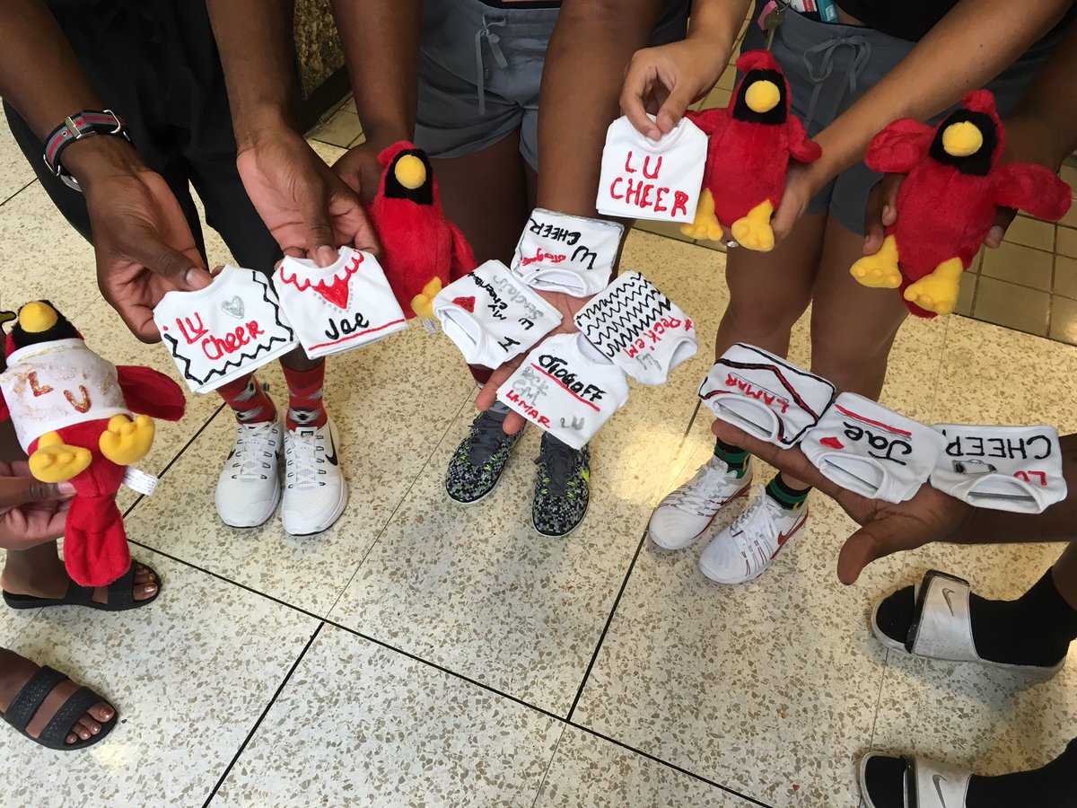 LamarUCheer's tweet photo. Create a Cardinal! We have some very creative cheerleaders! #BigRedTakeOff https://t.co/K2uUS7PNz5