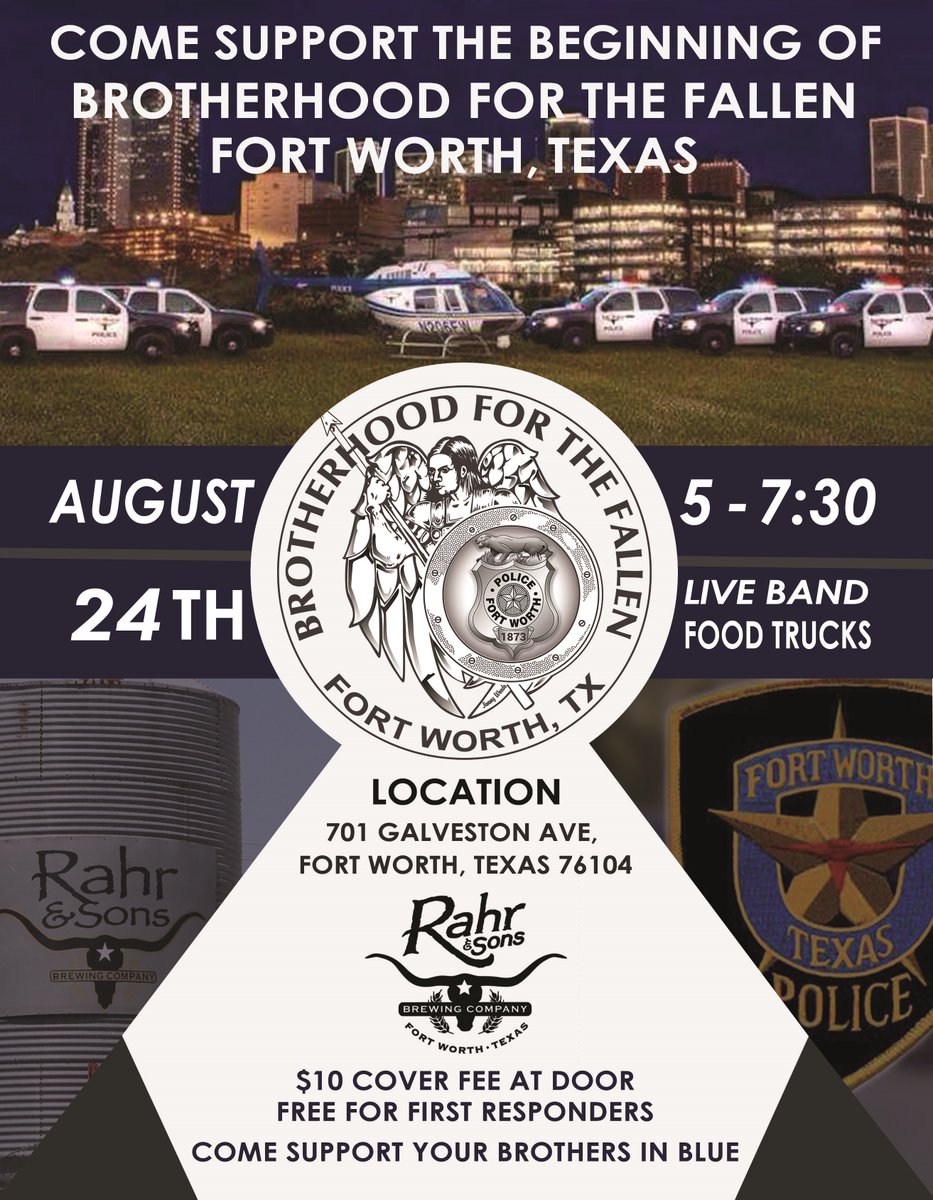 Please come support the Brotherhood for the Fallen this Wednesday, Aug. 24th located at Rahr &amp; Sons Brewery.