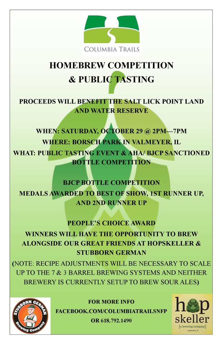 ColumbiaTrails's tweet photo. @wormsway Homebrew competition 10/29. Will one of your customers take home best of show? https://t.co/r1z4e1Mnk3