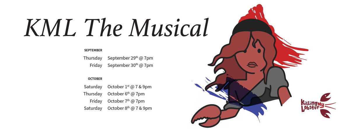 killingmylobstr's tweet photo. Next up: KML The Musical! Catch all the singin' dancin' laughin' Sep 29th - Oct 8th!
Tix: https://t.co/O07PXiU0TB https://t.co/pkkwXBu5bk