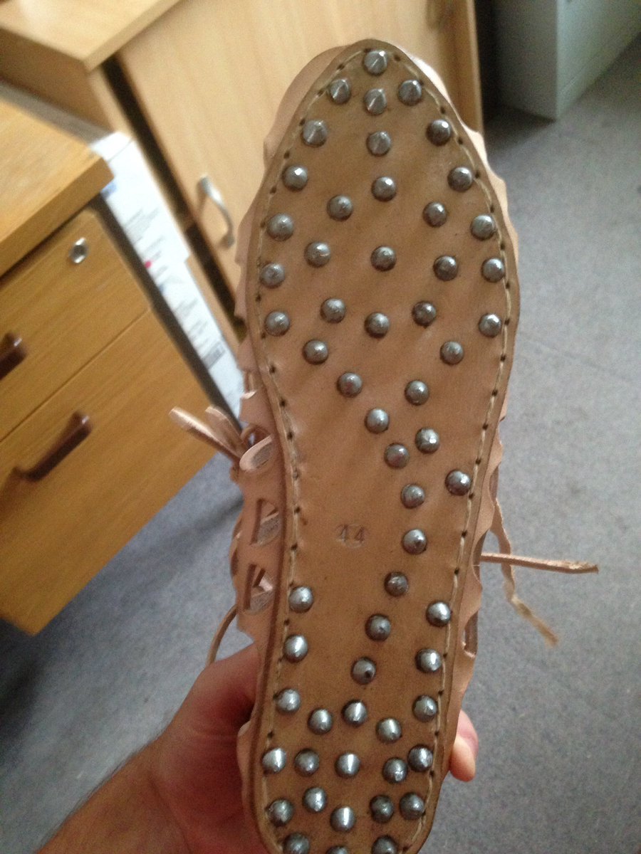 ServiliusPulex's tweet photo. The change in caligae since May @RomanCaerleon #Romanmarch #hobnails https://t.co/WU5KnVQiiY