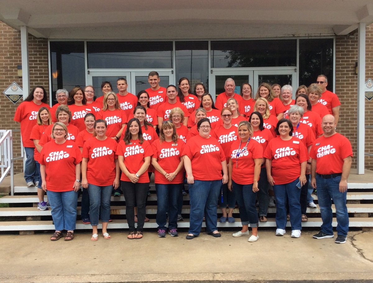 AWESOME! Sheridan JH wearing Cha-Ching shirts on 5th day as they discussed making deposits with their students!