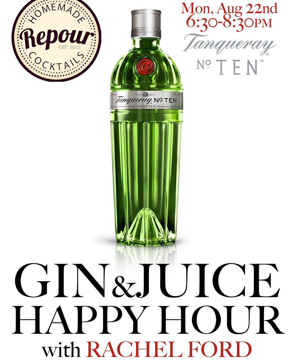 RepourBar's tweet photo. Join us TONIGHT for an awesome @Tanquerayusa #happyhour featuring Rachel Ford!๐ธ๐ธ๐ธ๐ธ #ginandjuice #buildrepour https://t.co/01nk8U420C