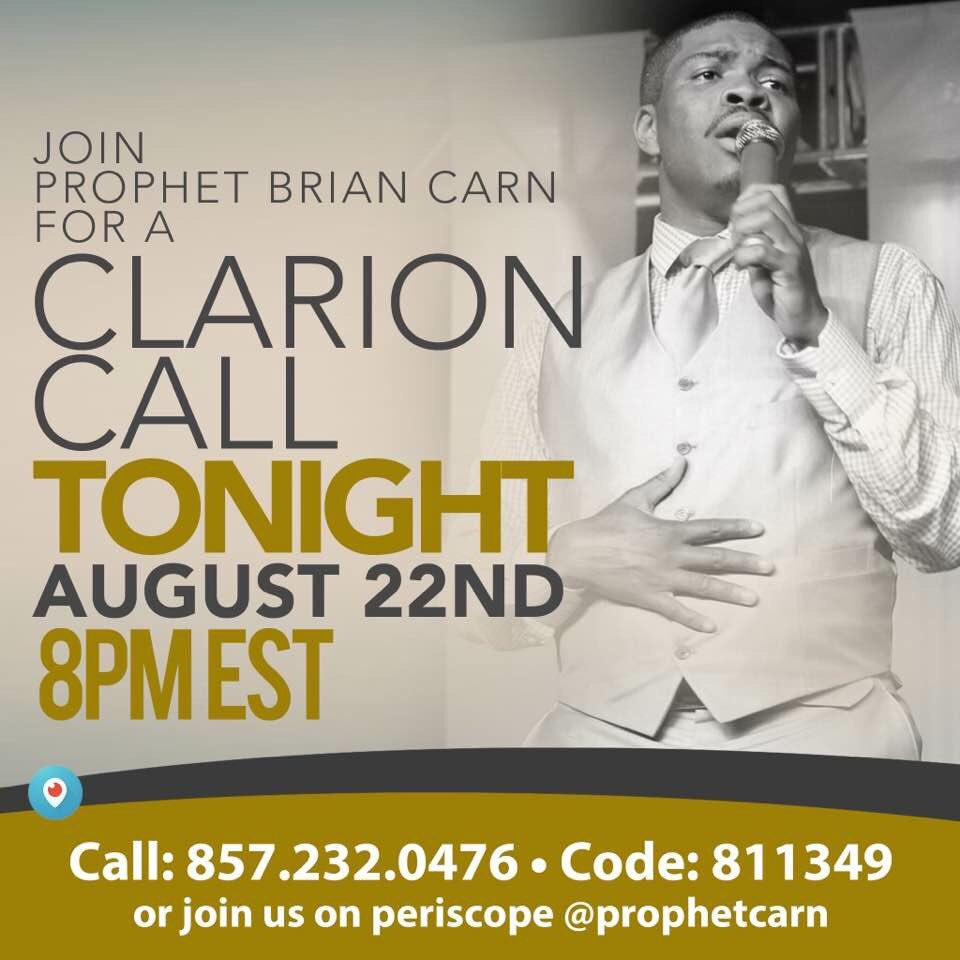 BrianCarnFanPG's tweet photo. Join me for an important Clarion Call tonight at 8pm (EST) via Periscope, Facebook, or phone! #BrianCarn https://t.co/w1bYjvC6U6