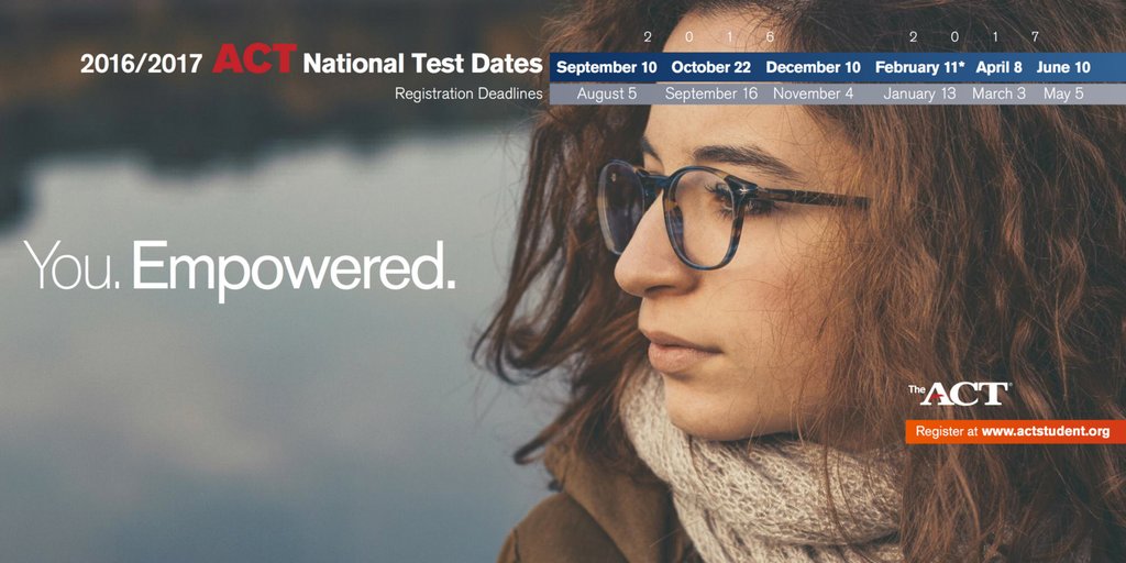 ACTStudent's tweet photo. The ACT test is offered 6 times throughout the year. Here are the upcoming test dates and registration deadlines. https://t.co/Xwy1KmBwkg