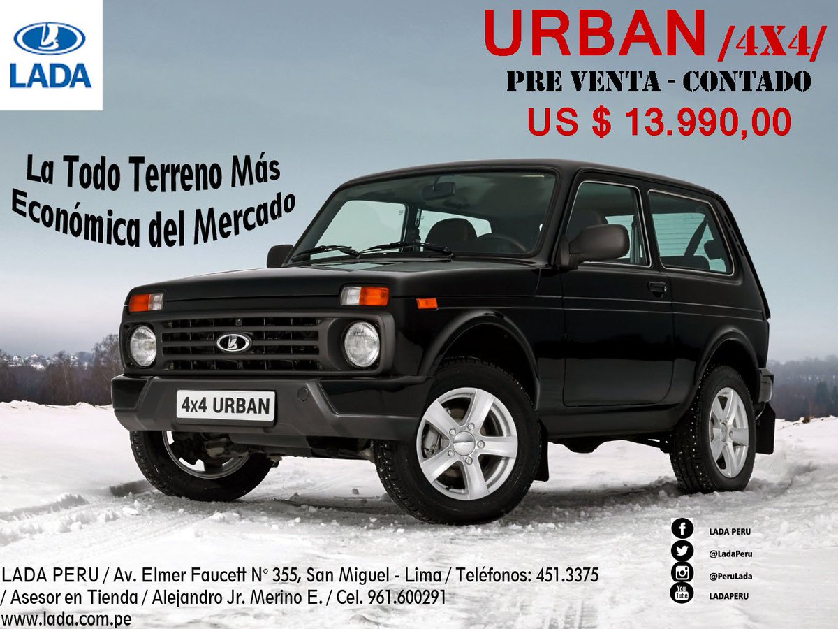 PeruLada's tweet photo. EXCLUSIVO EN EL PERU LA NUEVA URBAN 4X4 #clublada #ladaurban4x4 #rusticos #todoterreno #clubniva. https://t.co/TWJxy17lh7