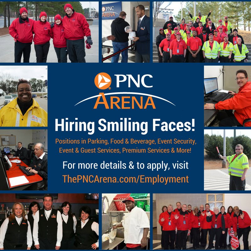 FoushTweets's tweet image. PNC Arena is HIRING! Part-time positions open in various departments. View jobs &amp;amp; apply: bit.ly/PTseason