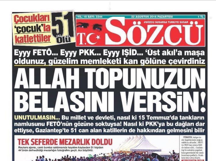 Sözcü nün içine Akit kaçmış😀
Bütün olayların sebebi gördükleri Tayyip gitmiş, Üst akıl gemiş.